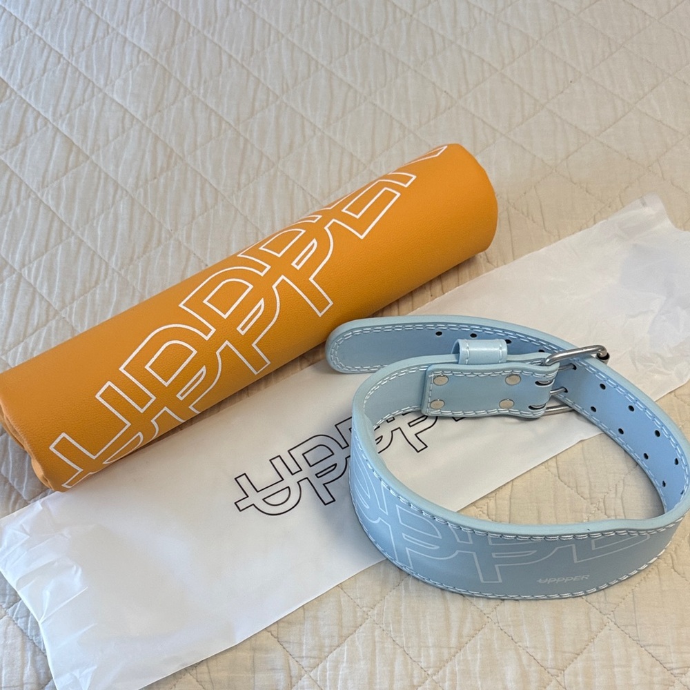 UPPER GEAR bundle Orange and Light Blue Leather Belt